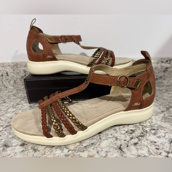 JBU Prague Women's Comfort Adjustable Ankle Strap Flat Open Toe Sandals Size 11M - Picture 3 of 12